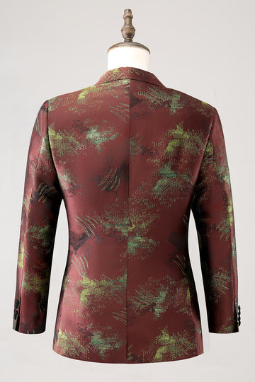 Brun Peak jakkeslag 2-delt Jacquard One Button Balldresser for menn